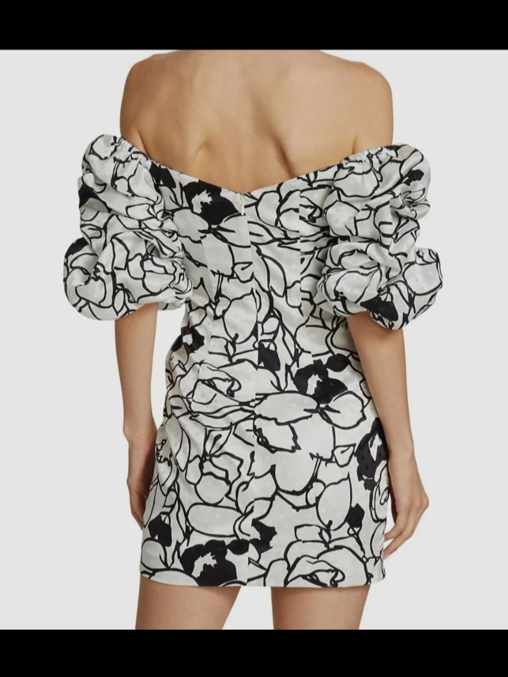 Ronny Kobo Collection Black & White Floral Off-Shoulder Mini Dress Size M - Picture 2 of 7